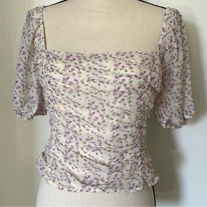New- 12th Tribe ruched floral top, medium